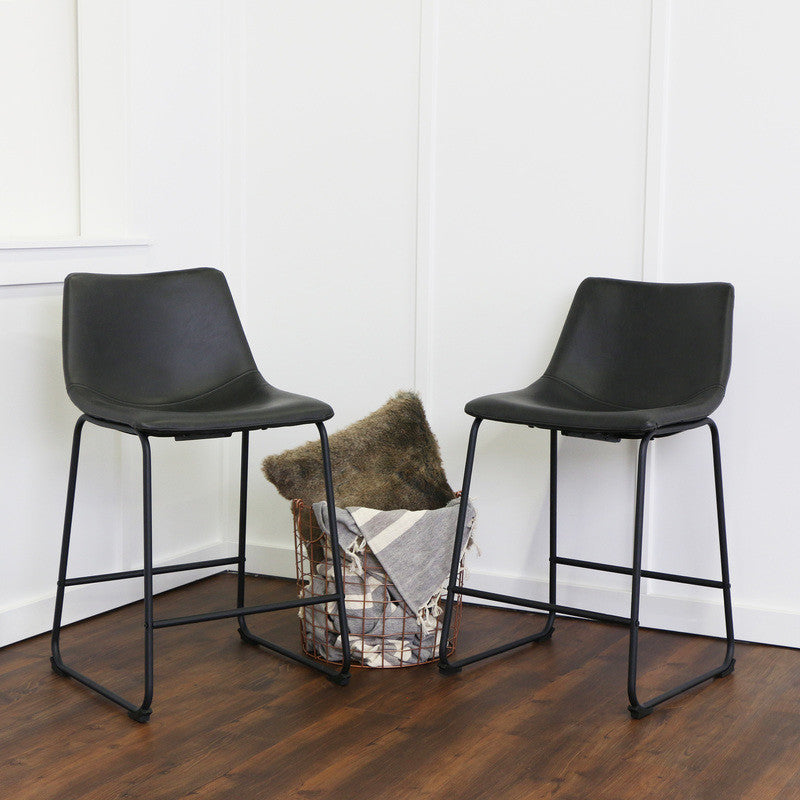 Antonio Counter Stools Black Faux Leather