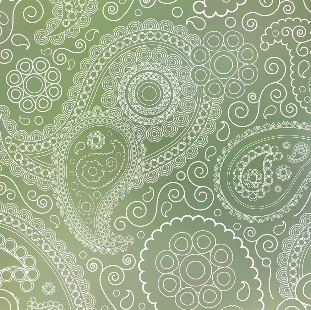 Crazy Paisley Privacy Window Film White, Non-Adhesive, Standard 36"x48"