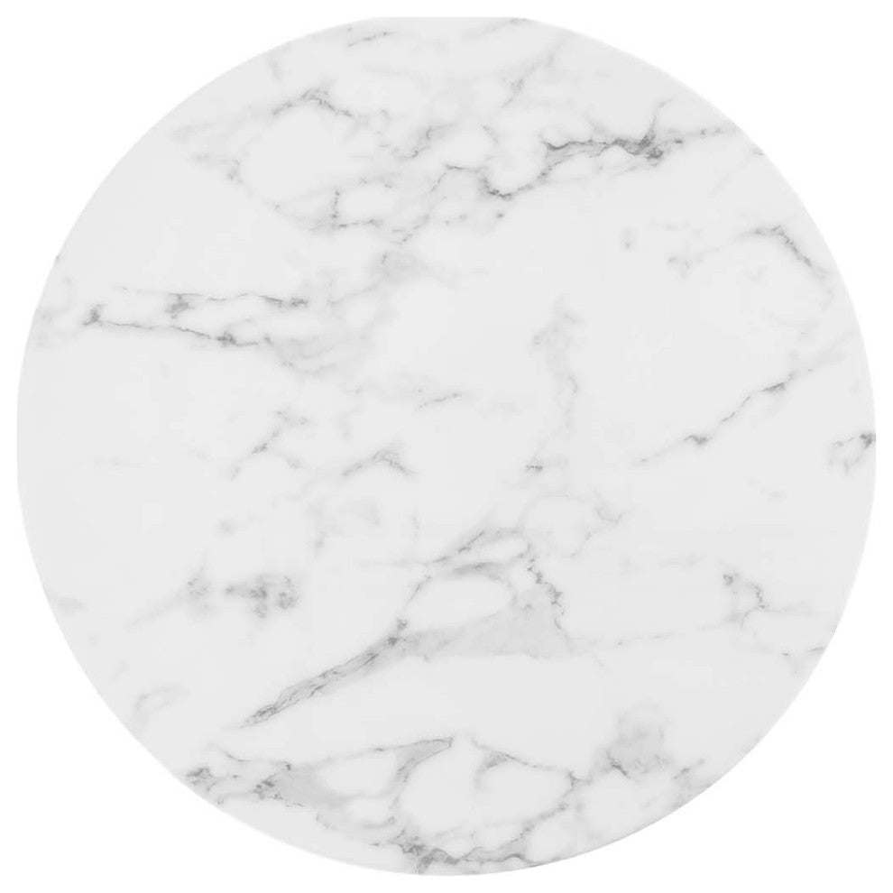 Lippa 28" Round Dining Table, Gold White