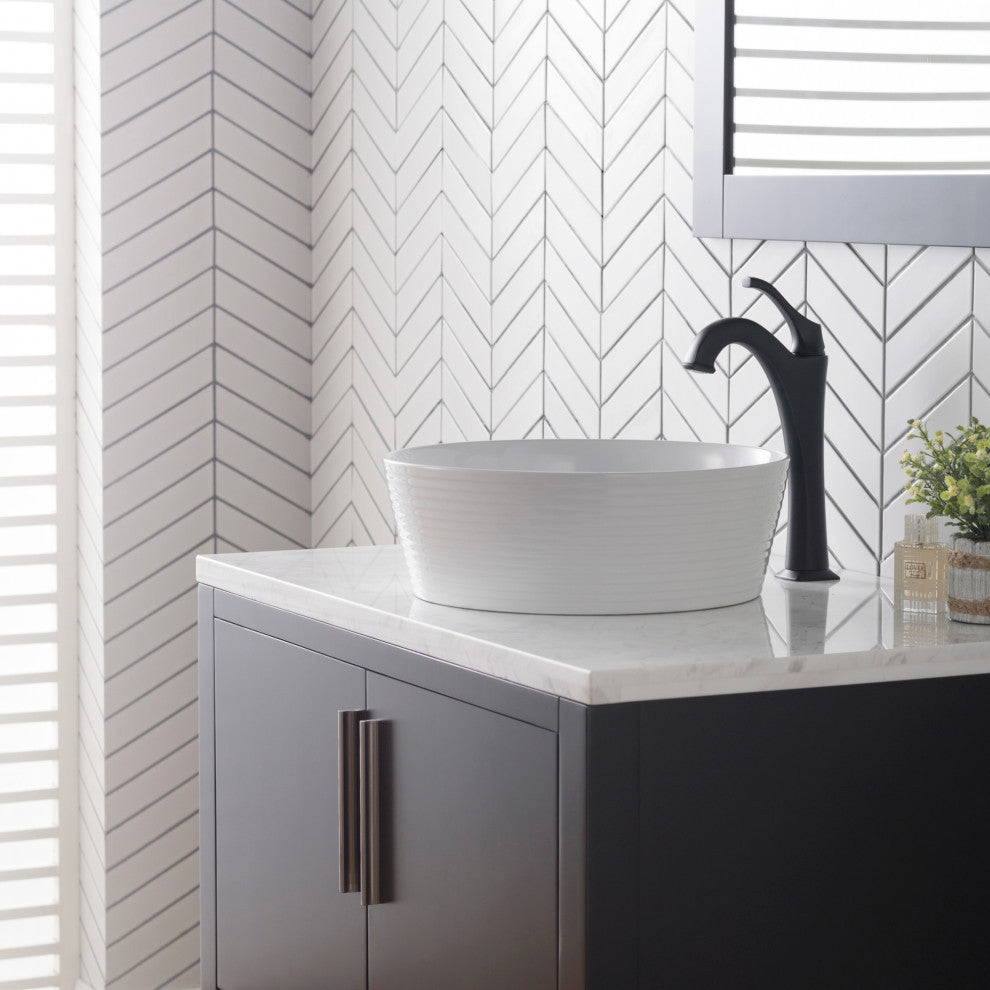 Viva Ceramic Round Vessel Bathroom Sink, White