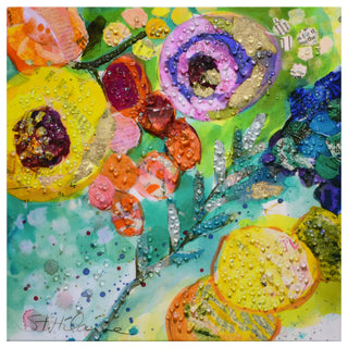 Floral Radiance II Crystallus Epoxy Coated Wrapped Canvas Wall Art