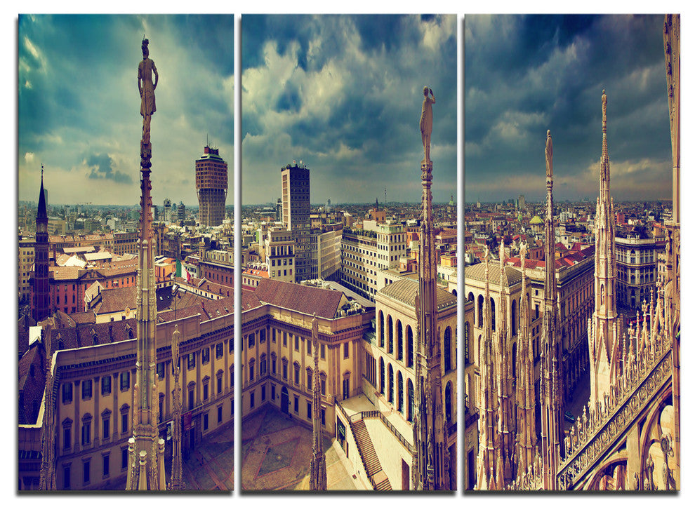 "View on Royal Palace Palazzo Realle" Metal Wall Art, 3 Panels, 36"x28"