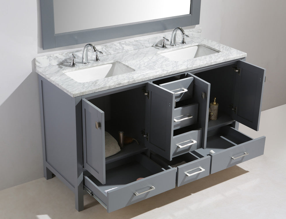 London 72" Double Sink Vanity Set, Gray Finish