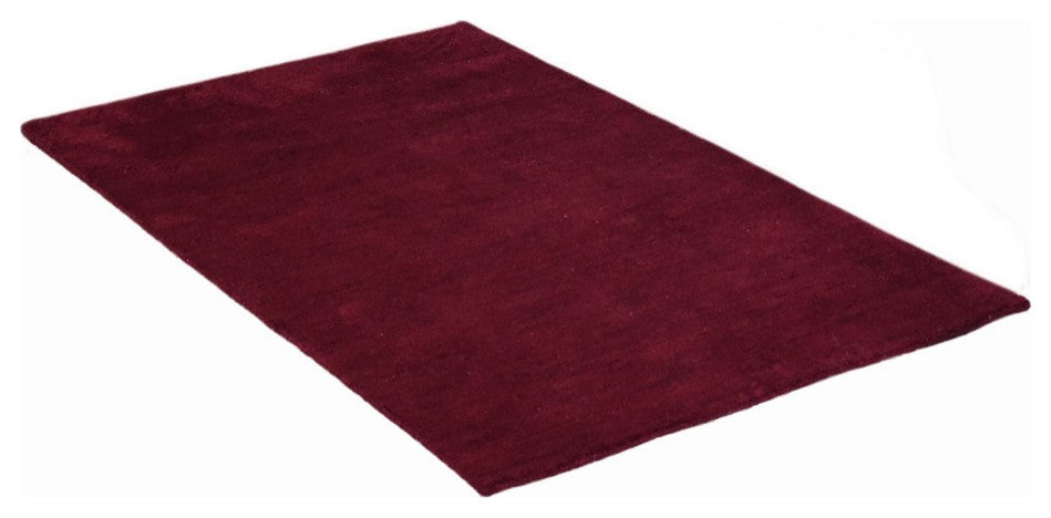 Hand Knotted Loom Silk Mix Area Rug Solid Red