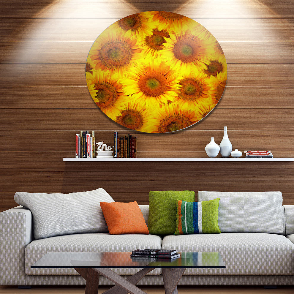 Sunflower Heads Decorative Background, Flower Disc Metal Wall Art, 11"