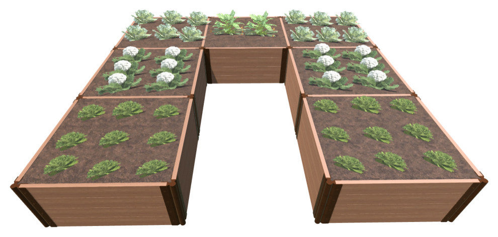 Classic Sienna Walk-In Jumbo U-Shape' 12'x12' 22" Raised Garden Bed, 2" Profile