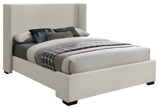 Oxford Linen Textured Fabric Upholstered Bed, Beige, Queen