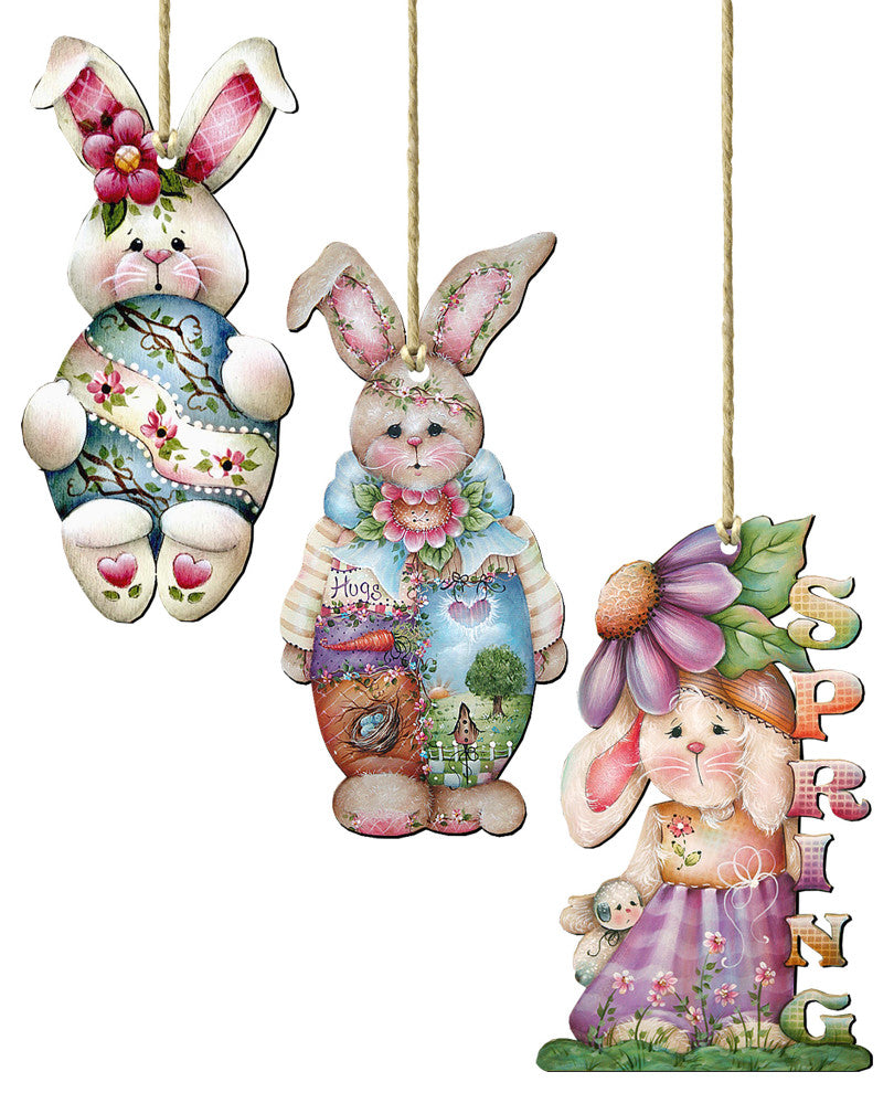 Spring Wood Ornament Set of 3