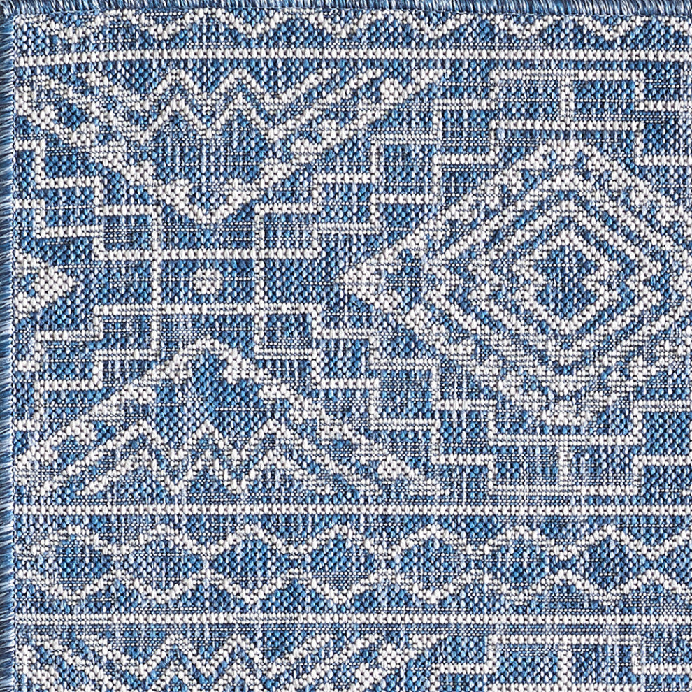Provo Quinn Indoor/Outdoor Coastal Area Rug, Blue, 7'10 Round