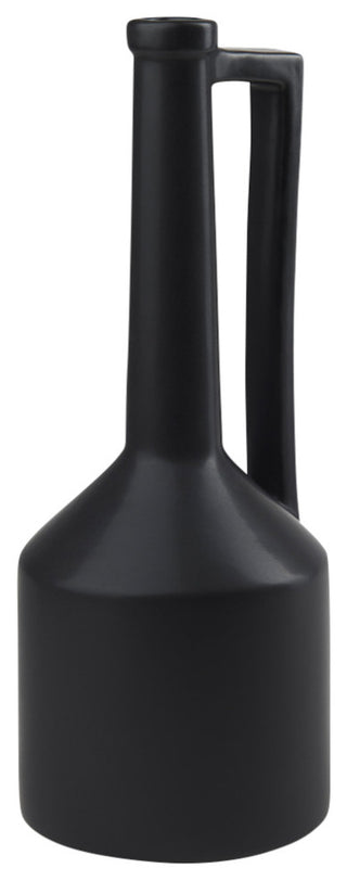Burton Black Ceramic Jug Style Vase, 16"
