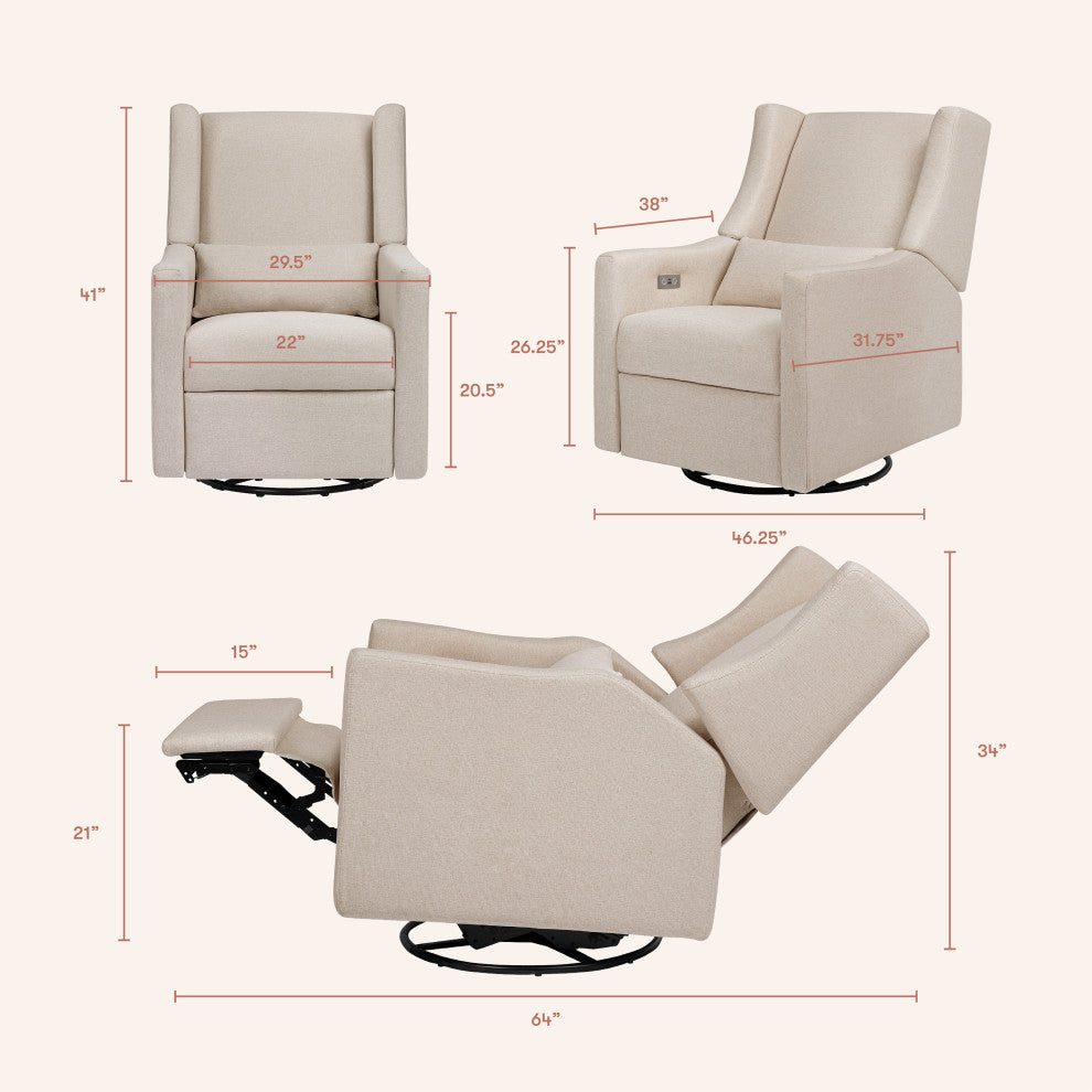Kiwi Electronic Recliner and Swivel Glider With USB port, Performance Beach Eco-Weave