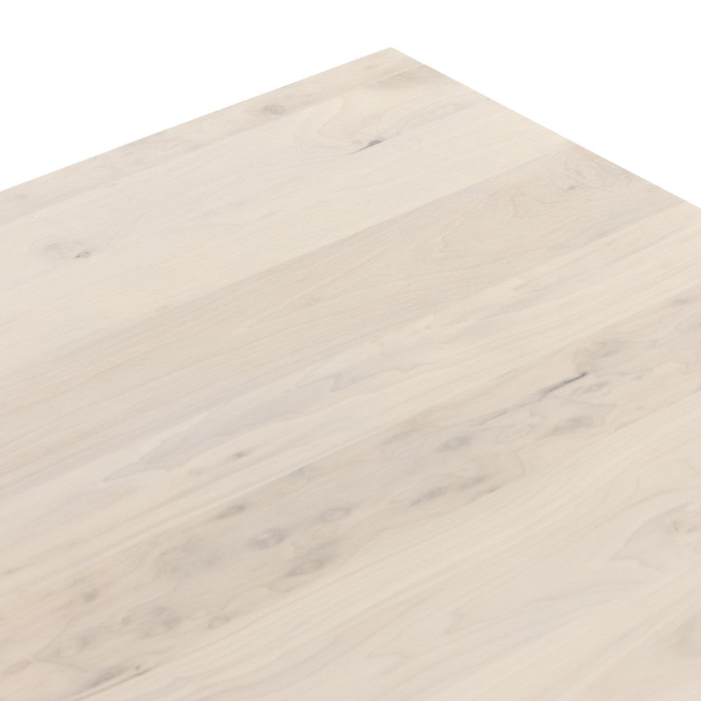 Trey Desk System With Filing Credenza Dove Poplar, Natural Iron, Toffee Leather