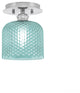 Edge 1 Light Semi-Flush, Brushed Nickel Finish, 6" Turquoise Textured Glass