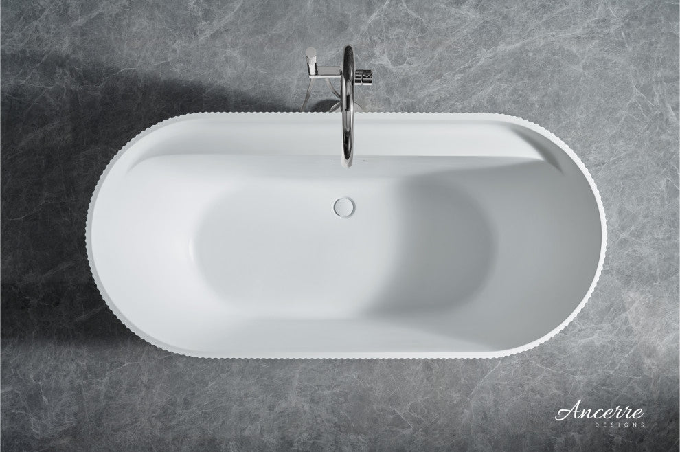 Momo Freestanding Acrylic Bathtub, White, 59 Inch.