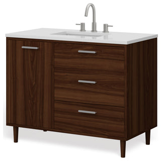 The Darby Bathroom Vanity, Walnut, 42", Single Sink, Freestanding