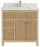 Sonoma 36 Center Sink Bath Vanity in Light Natural Teak with 2" Calacatta Nuvo