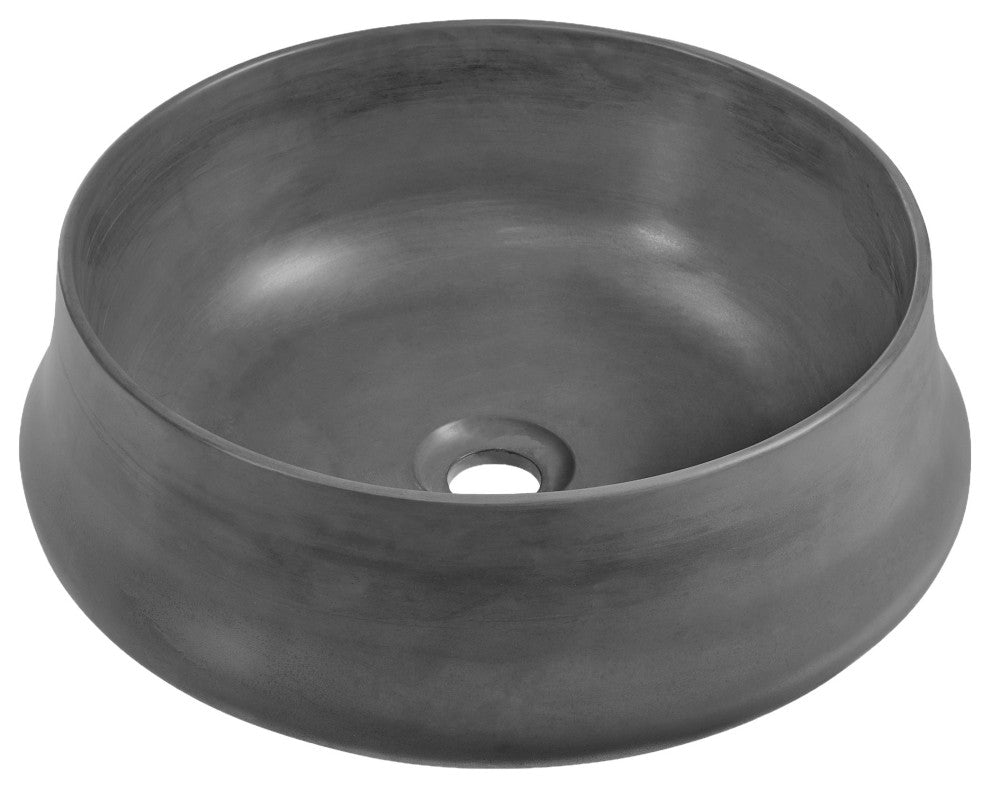 Lisse 17.5" Round Concrete Vessel Bathroom Sink, Dark Gray