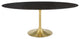 Dining Table, Oval, Artificial Marble, Metal, Gold Black, Cafe Bistro Restaurant