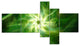 Rotating Fractal Green Fireworks, Floral Canvas Art Print, 60"x32", 5 panels