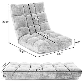 Floor Folding Gaming Sofa Chair Lounger Folding Adjustable 14-Position, Black