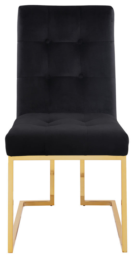 Pierre Velvet Upholstered Dining Chair (Set of 2), Black