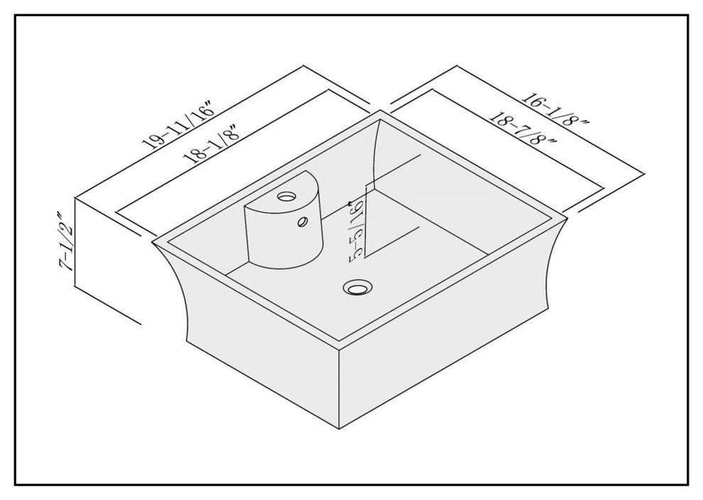Fine Fixtures White Vitreous China Concave Square Vessel Sink