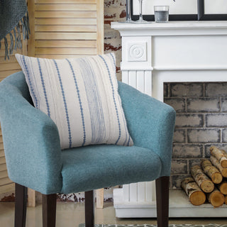Blue Textured and Striped Throw Pillow