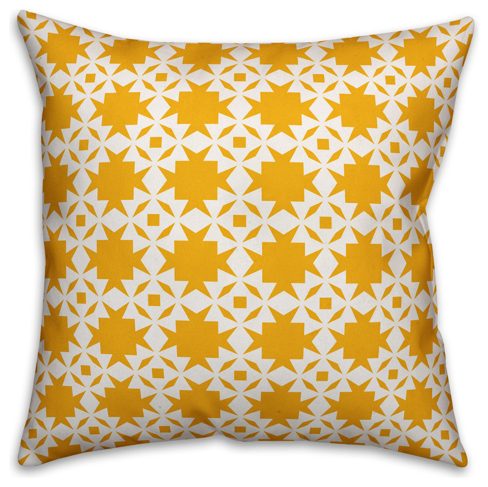 Folk Southwestern Pattern, Yellow Throw Pillow, 20"x20"