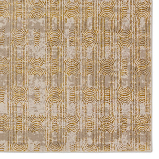 Gimeas Geometric Gold/ Taupe Runner Rug 2'2"X8'