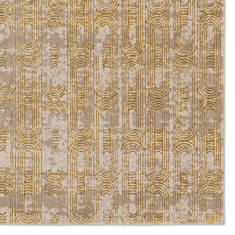 Gimeas Geometric Gold/ Taupe Runner Rug 2'2"X8'