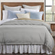 Hera Washed Linen Flange Comforter Set, 3PC, Gray, King