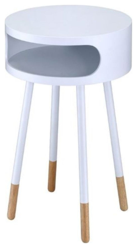 Bentwood White Retro Round Wooden End Table