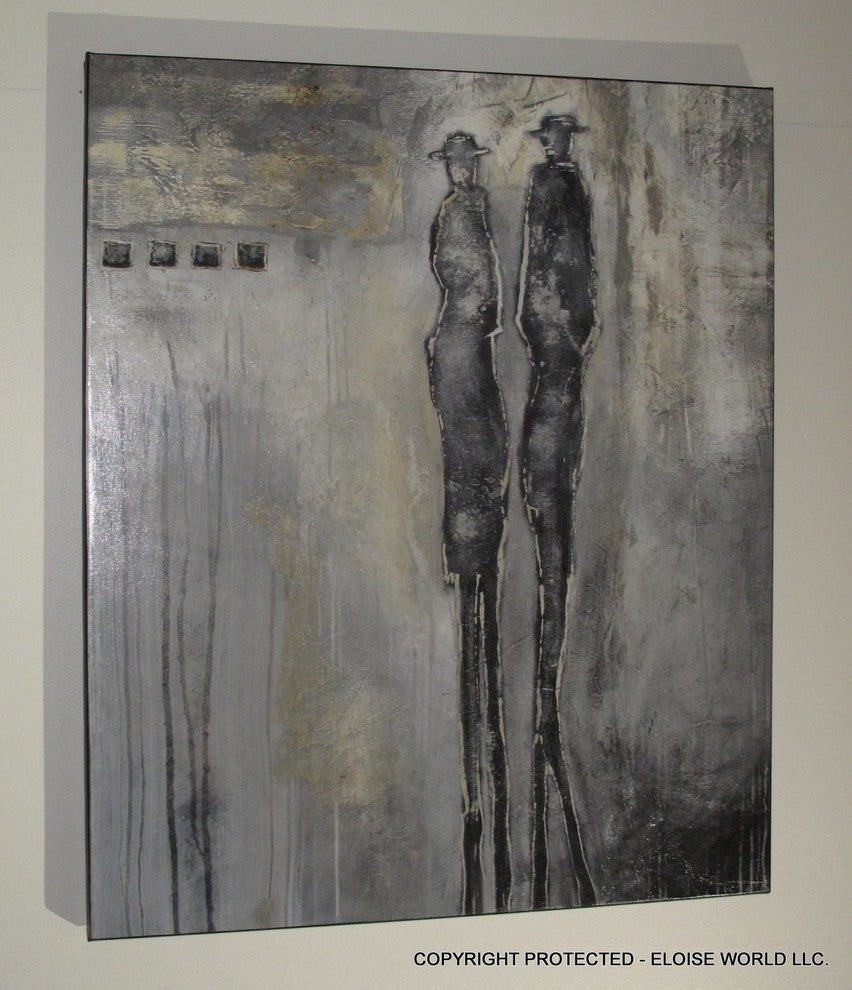 "Walking in Rain" Modern, Contemporary, Limited Edition Painting, 48x36"