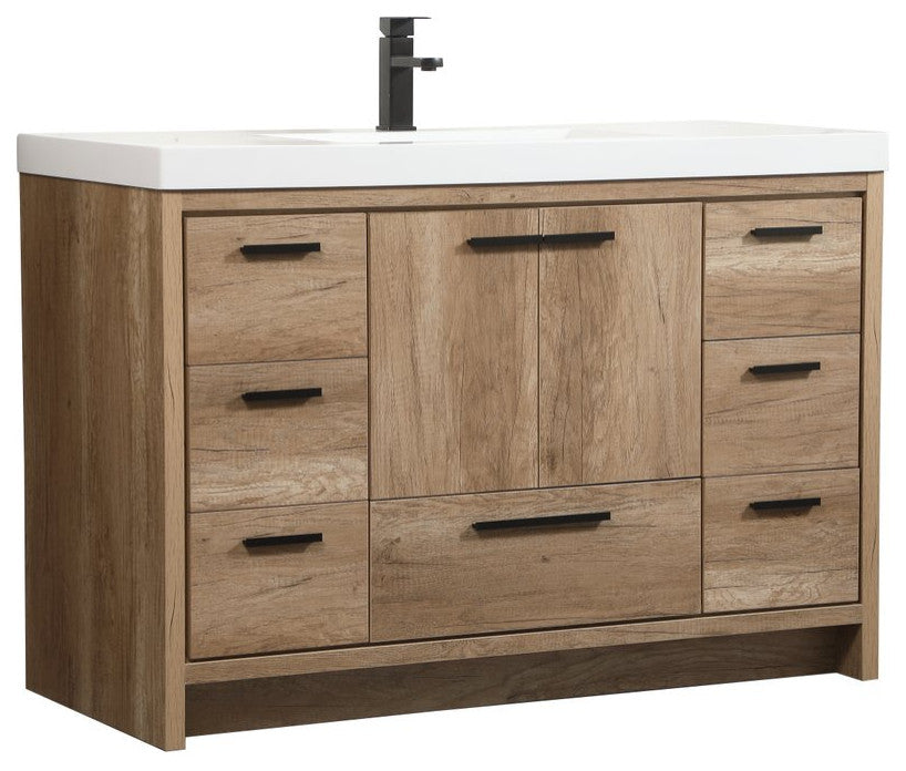 Walker Natural Oak-Light Bathroom Vanity, Natural Oak, 48"