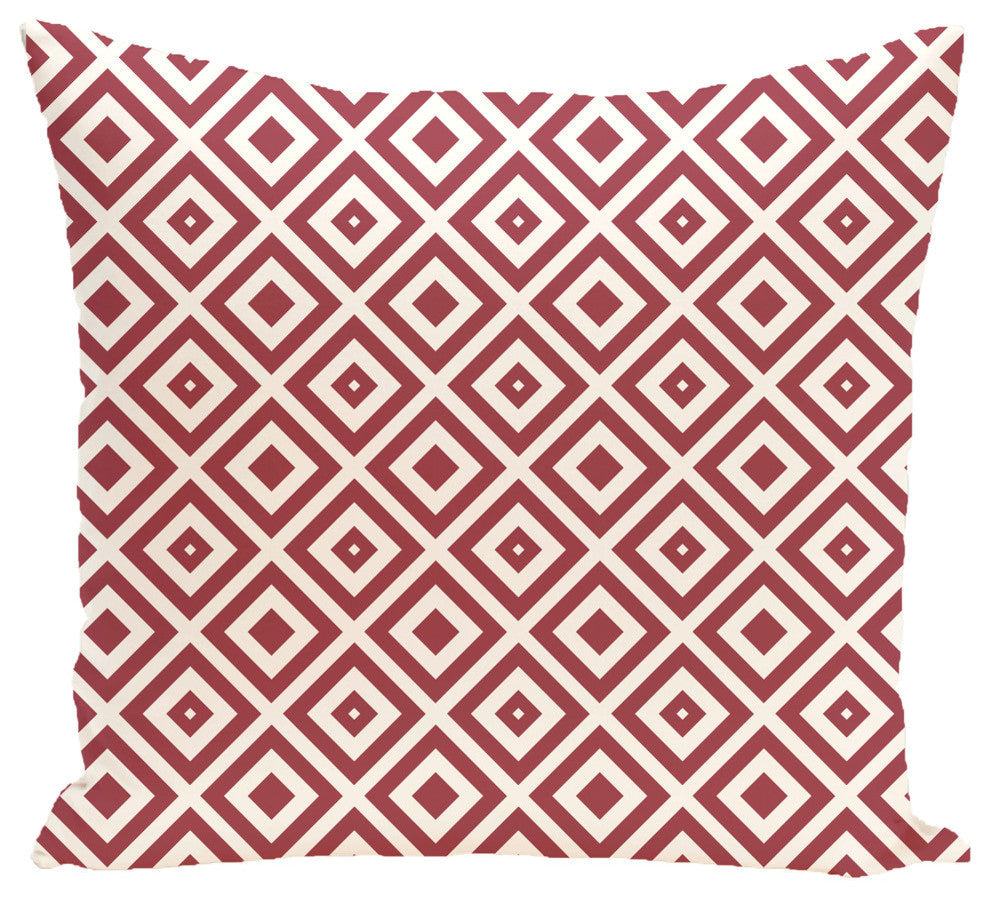 Diamond Mayhem Geometric Print Pillow, Brick, 26"x26"