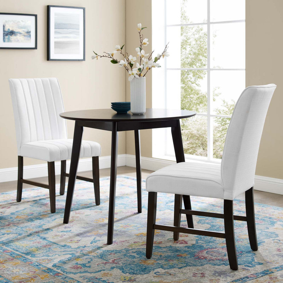 Motivate Channel Tufted Upholstered Fabric Dining Chair Set of 2 EEI-3333-WHI