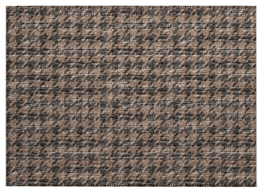 Indoor/Outdoor Hinton HN1 Chocolate Machine Washable 1'8" x 2'6" Rug
