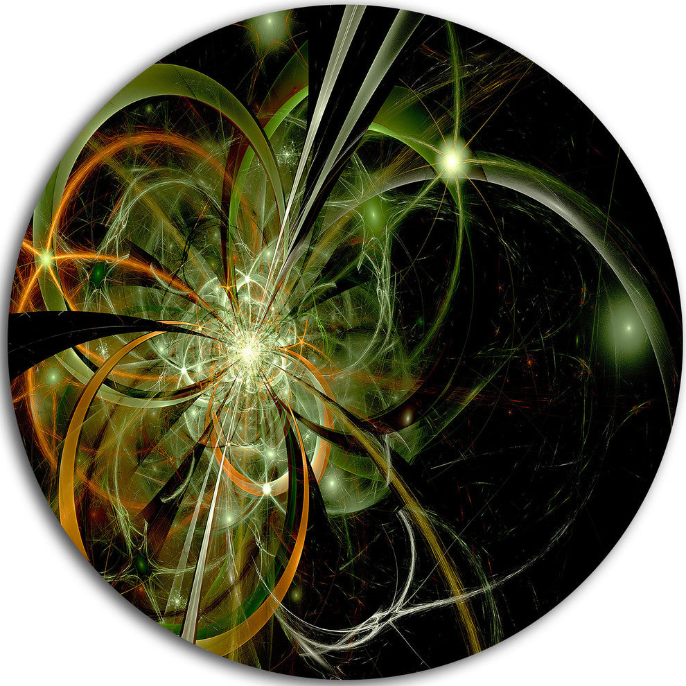 Soft Yellow Fractal Flower Design, Modern Floral Round Wall Art, 36"
