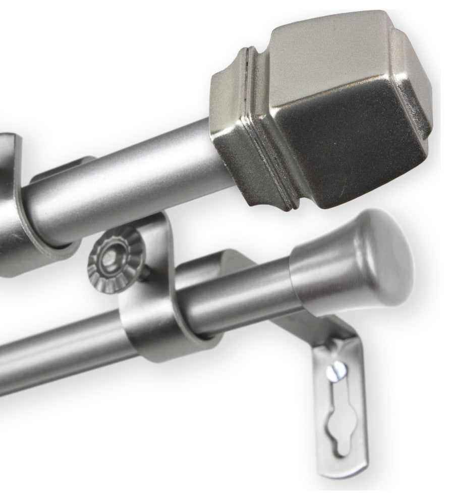 Nona 5/8" Double Curtain Rod Satin Nickel