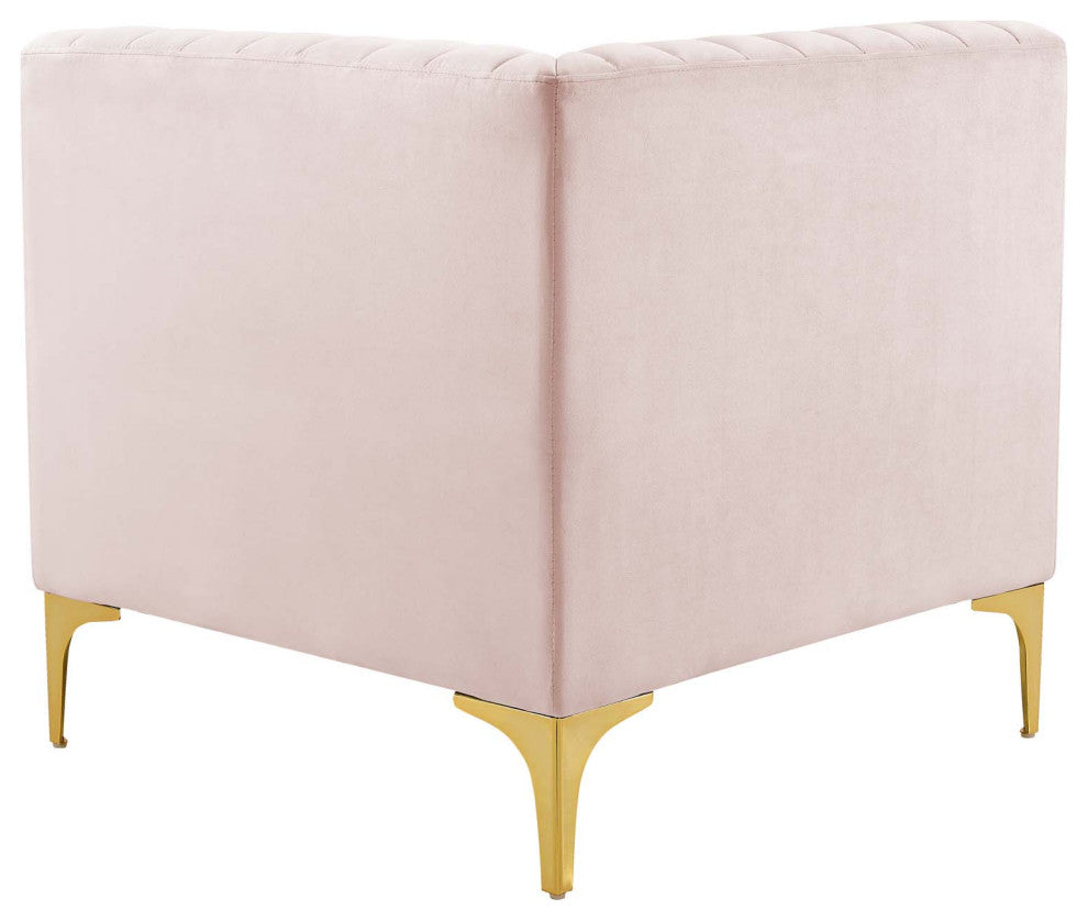 Triumph Channel Tufted Performance Velvet 3-Seater Sofa - Pink