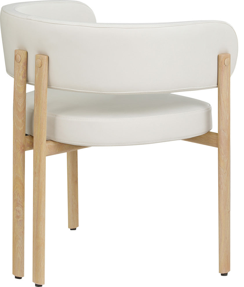 Gideon Black Faux Leather Dining Chair (Set of 2), Cream, Natural Finish