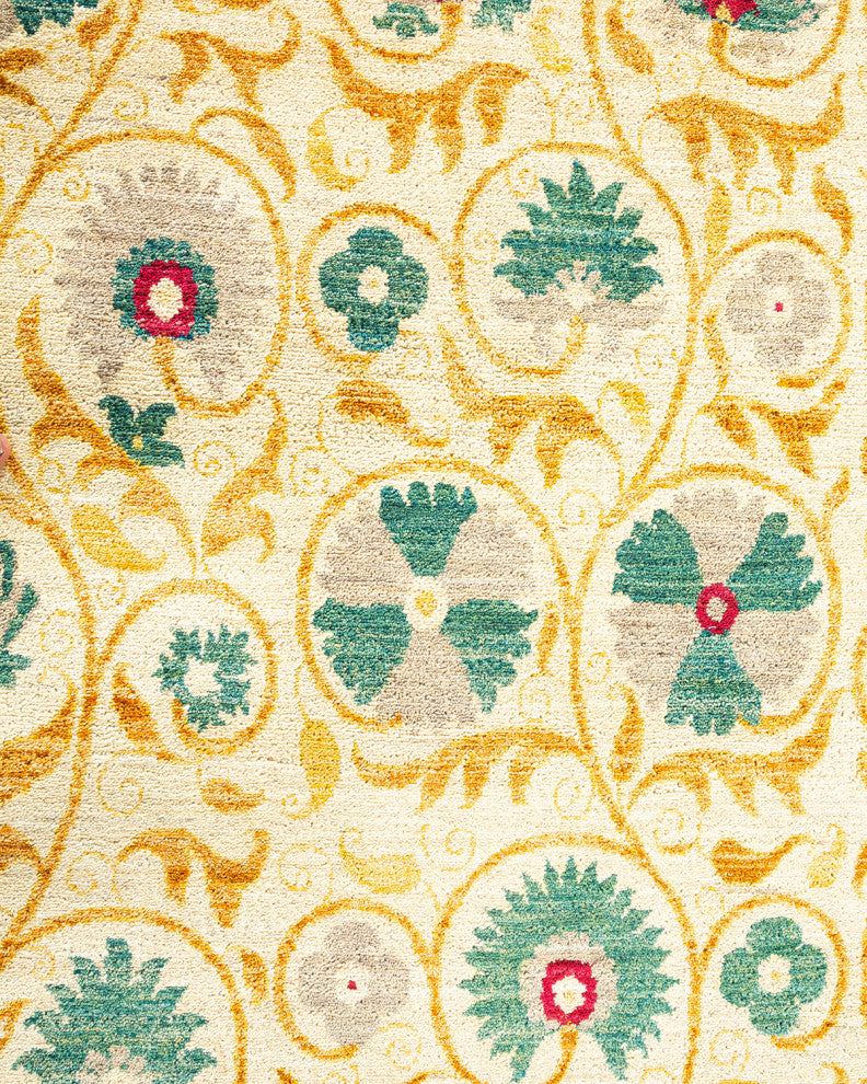 Suzani, One-of-a-Kind Handmade Area Rug Ivory, 18' 4" x 12' 3"