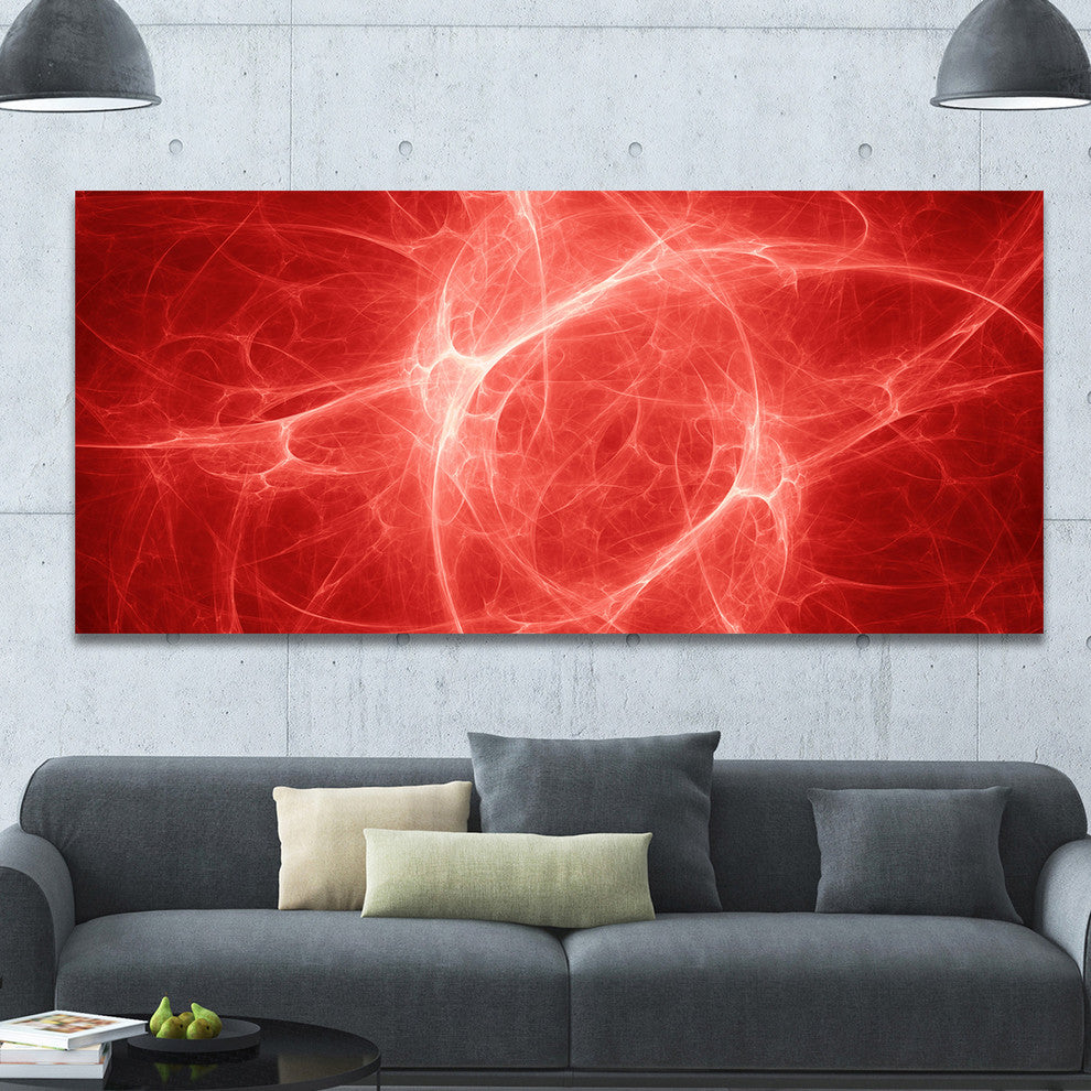 Bright Lightning on Red Sky, Large Floral Canvas Art Print, 60"x28"