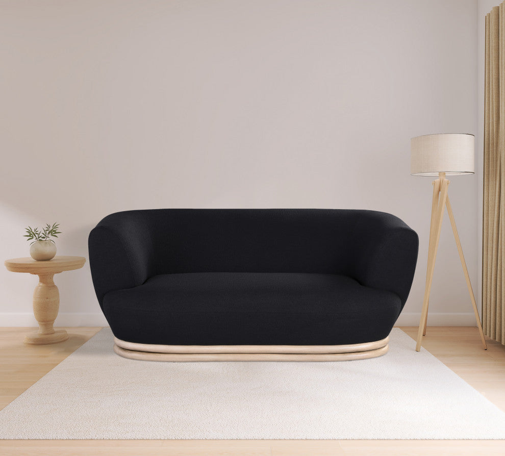 Kipton Boucle Fabric Upholstered Loveseat, Black
