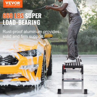 VEVOR Aluminum Folding Work Platform Drywall Ladder 660lbs Non-slip Bench