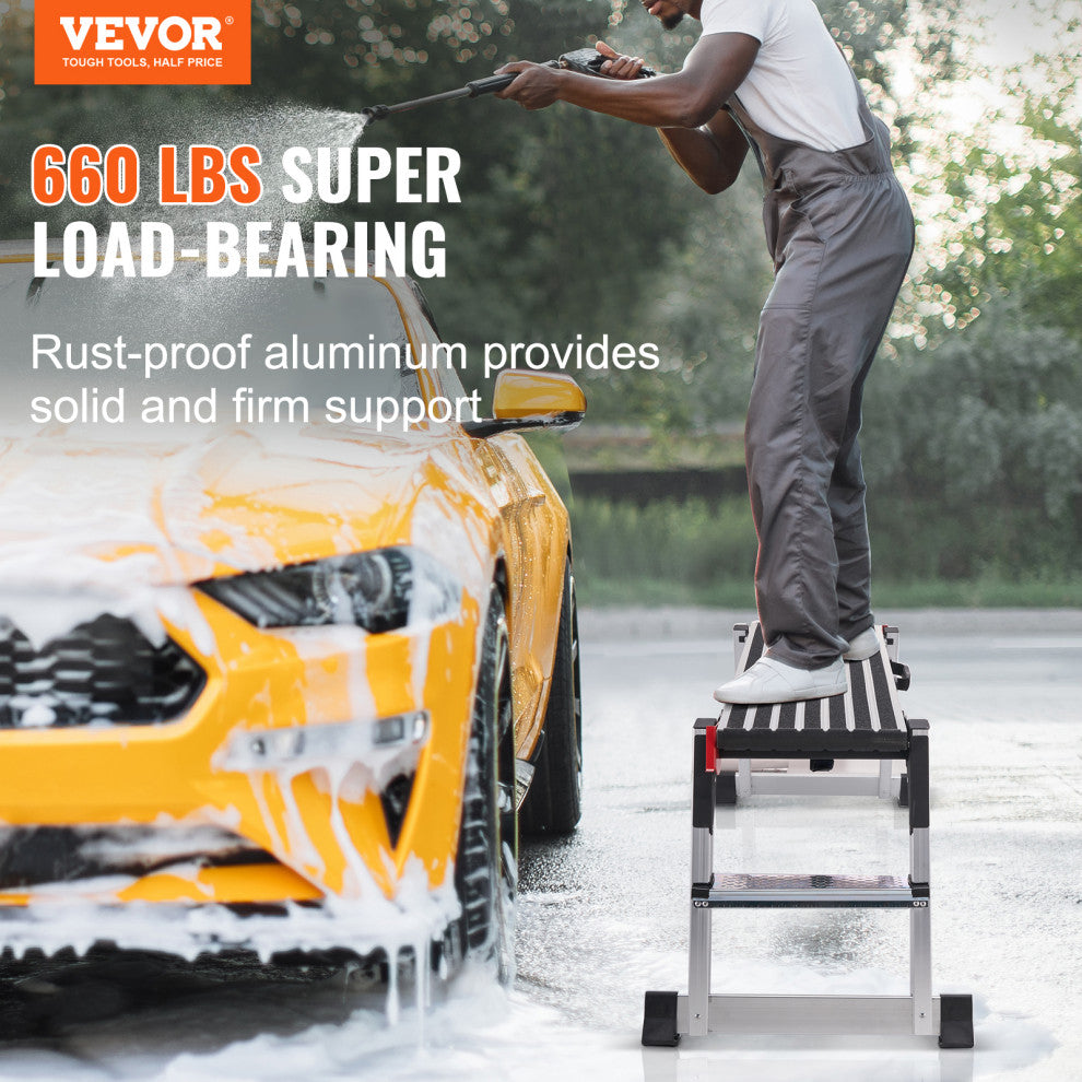 VEVOR Aluminum Folding Work Platform Drywall Ladder 660lbs Non-slip Bench