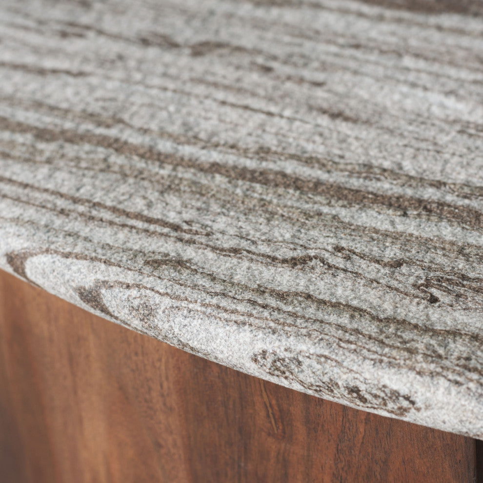Safavieh Couture Dannica Marble Top Coffee Table, Walnut/Grey
