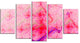 Pink Fractal Electric Lightning, Contemporary Art on Canvas, 60"x32", 5 Panels