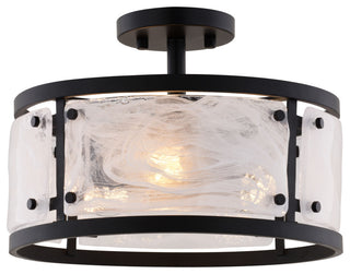 Wilder 3-Light Matte Black Modern Drum Semi Flush Mount Ceiling Fixture Entryway