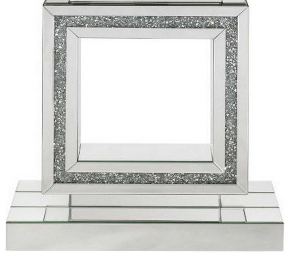 Benzara BM261701 Console Table With Mirror Frame and Square Open Base, Silver